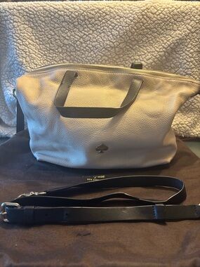 kate spade Two-Tone Leather Shoulder Bag in Cream and Black